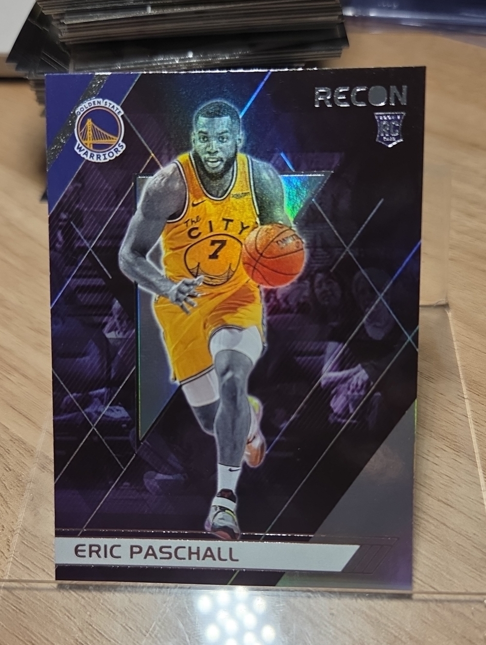 2019-20 Panini Recon Eric Paschall Yellow & Purple Holographic Card